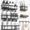 6 Pack Shower Caddy Organizer with Soap Holder and 12 Hooks - Black (L Size)